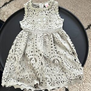 Elegant light grey Lace Kids Dress